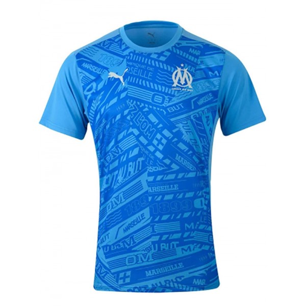 Olympique de Marseille maillot de football d'avant-match uniforme de football bleu azur pour hommes kit de football de sport haut chemise 2025-2026